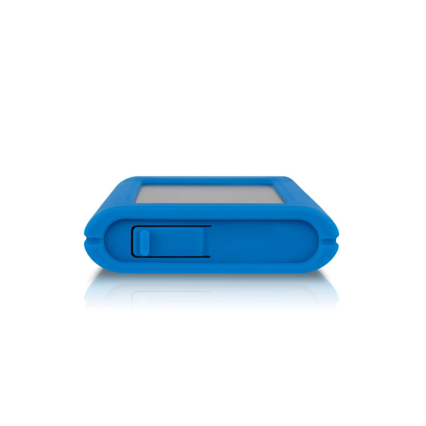 Rear view of a blue Tuff nano Plus on a white background.