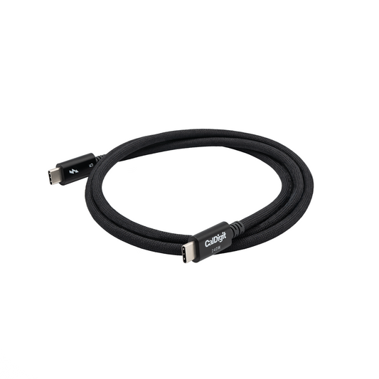 An image of a coiled Thunderbolt 5 Pro Cable on a white background.
