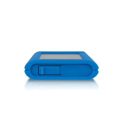 Rear view of a blue Tuff nano Plus on a white background.