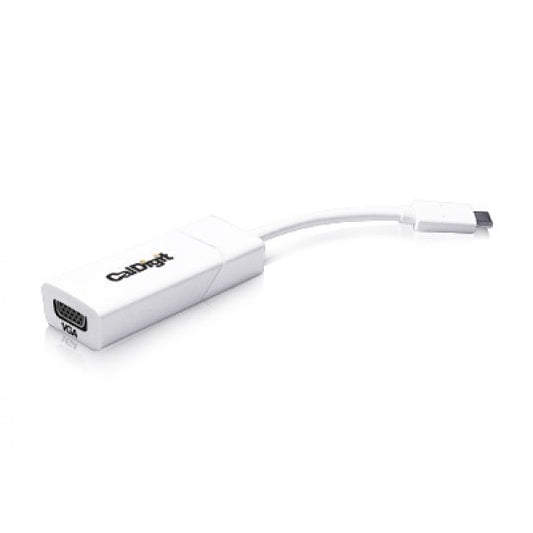White CalDigit USB-C to VGA adapter on a white background.