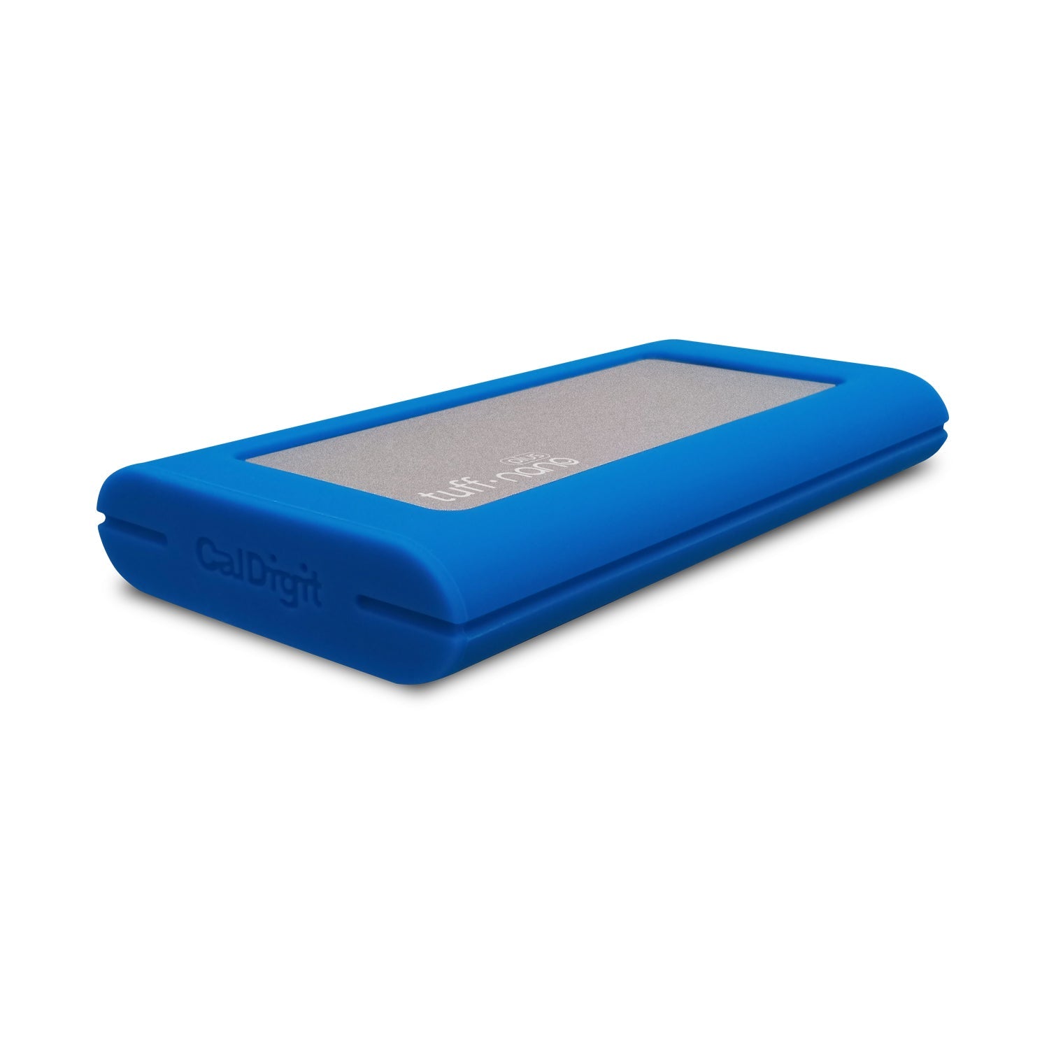 Side front view of a blue Tuff nano Plus on a white background.