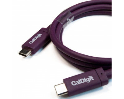 Purple CalDigit USB-C cable on a white background.